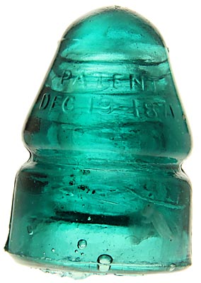 CD 133.4 PATENT DEC. 19, 1871, Aqua w/ Milky Swirls; Crude with milk & soot!