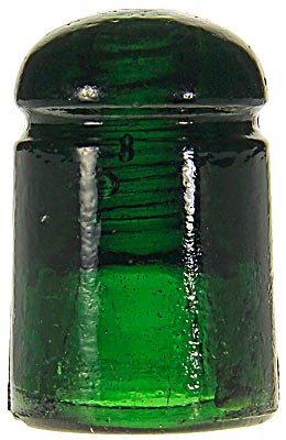 CD 127 {Unembossed W/1}, Deep Emerald Green; A stunning color for this early telegraph insulator!