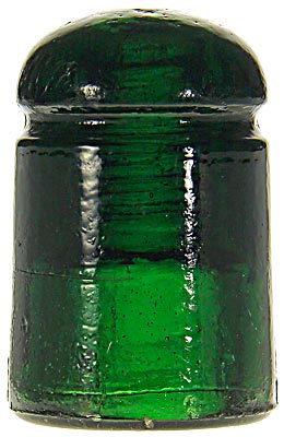 CD 127 {Unembossed W/1}, Deep Emerald Green; A stunning color for this early telegraph insulator!