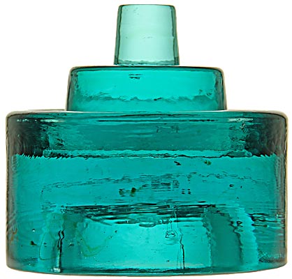 CD 40 {Unembossed}, Deep Blue Aqua; A VERY RARE battery rest and a beautiful heavy chunk of glass, 4 1/2" in diameter and 4 3/8" tall!