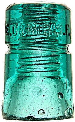 CD 123 E.C.& M.CO. "C" Mold, Aqua; Interesting beveled dome mold style!