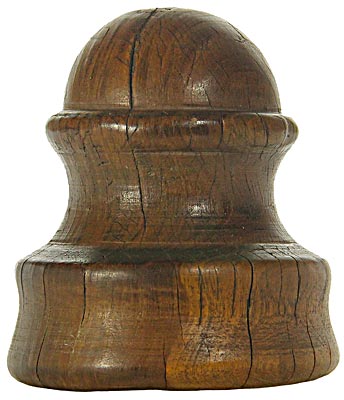 San Francisco Trolley Wooden Insulator {Round dome variant}, Striated Brown; Nice wavy grain!