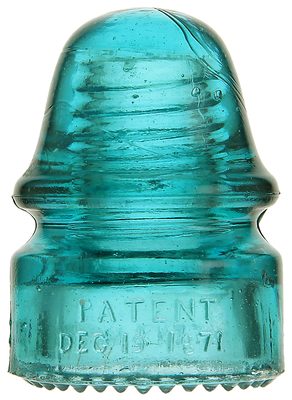 CD 134 PATENT DEC. 19, 1871, Rich "Hemingray Blue"; Great companion for the one with the smooth base!