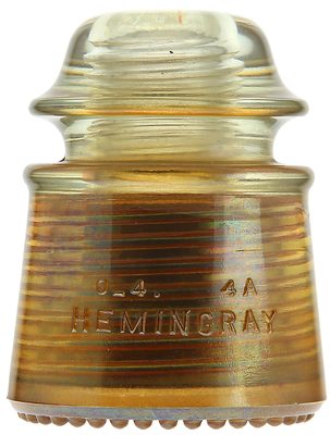 CD 142 HEMINGRAY {w/ copper liner}, Carnival; A specialty insulator developed for Western Union Telegraph!