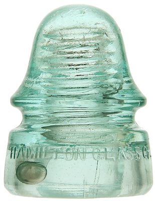 CD 162 HAMILTON GLASS, Light Aqua; Large bubble containing flakes of loose soot!