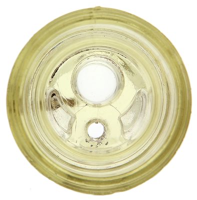 CD 402 PYREX // MIVA ACQUI {Italy}, Straw; Unusual, designed with an off-centered pinhole!
