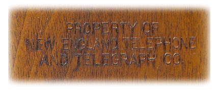 NEW ENGLAND TEL. & TEL. Bell, Oak; Stamped with "NEW ENGLAND TELEPHONE AND TELEGRAPH"