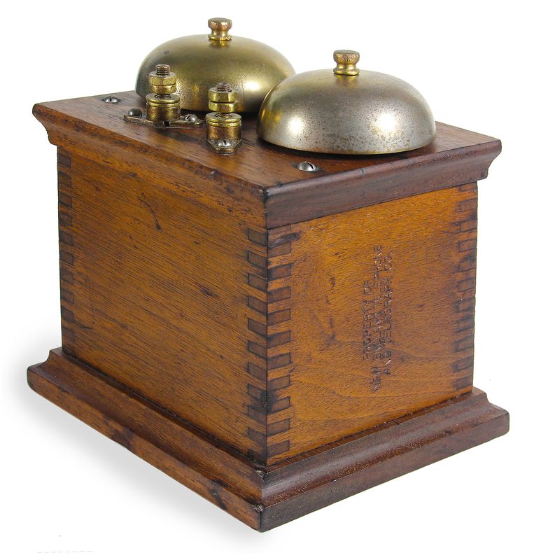 NEW ENGLAND TEL. & TEL. Bell, Oak; Stamped with 