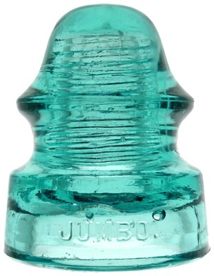 CD 140 OAKMAN MFG // JUMBO, "Turquoise Blue" w/ Milk Worm; long and unusual "worm" in glass