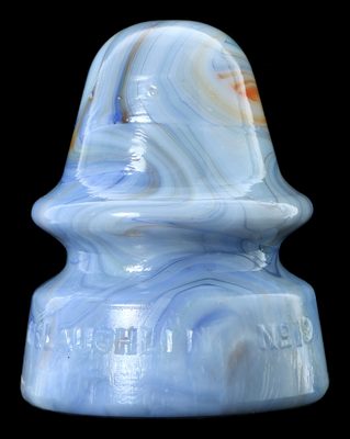 SI 162 McLAUGHLIN No 19, Blue Milk w/ Multi-colored Swirls; Unusual pale blue color!