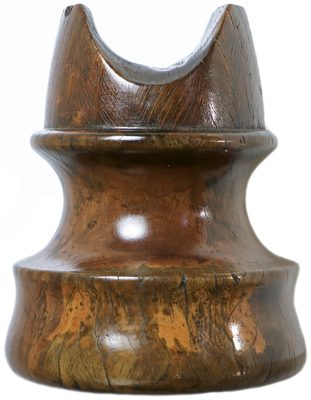 San Francisco Wooden Trolley Insulator, Mottled Dark Brown; Still with the wear marks in the saddle!