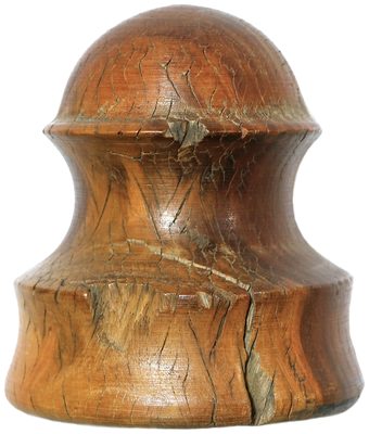 San Francisco Wooden Trolley Insulator, Brown; Much scarcer "round dome" style for going around corners!