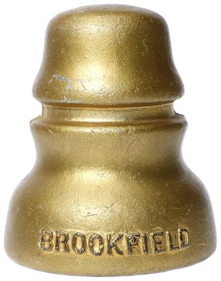 "BROOKFIELD" Bank {CD 152 style}, Gold Painted Pot Metal; An eye catcher and a neat go-with!