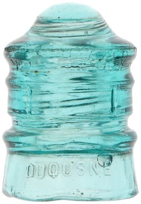 CD 113.2 DUQUSNE GLASS CO., Light Cornflower Blue; tough piece with a bonus of the name being spelled wrong!