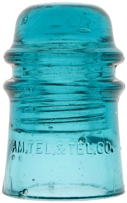 CD 121 AM. TEL. & TEL. CO., Hemingray Blue; Hemingray Blue and produced by the Hemingray Glass Company!