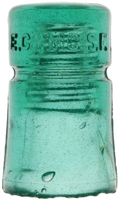 CD 123 E.C. & M. CO. S.F., Fizzy Light Green Aqua; uncommon "F" mold w/ slug plate characteristics with "fizz" that give it a desirable translucent effect!