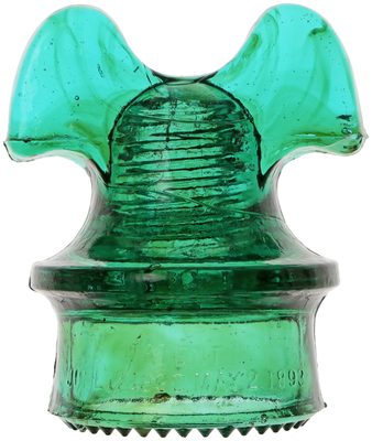 CD 257 HEMINGRAY, Green w/ Amber Swirls; popular swirl-eared Mickey!
