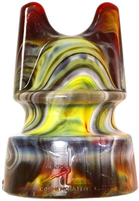 SI 269 "H & H ELECTRIC CO" Commemorative, Translucent Amber w/ Milk & Yellow Swirls; great presentation!