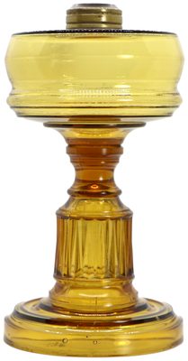 Glass Stand Lamp {"Stanbury" pattern}, Golden Amber; A great go-with for the Hemingray collector!