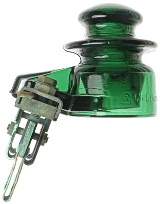 CD 695 L'ELECTRO VERRE {France}, Bright Forest Green w/ Hardware; a rarely encountered insulator complete with original "cut-out" switch!