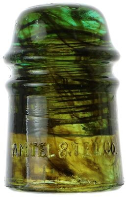 CD 121 AM.TEL.& TEL.CO., Dark Amber w/ Aqua Swirls; incredible dark pronounced swirls! One of the best!