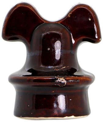 U-395 {Unmarked} "Mickey Mouse" {Pittsburg product}, Reddish Brown; A popular shape in glass or porcelain!