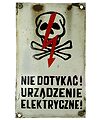 Porcelain Sign {Poland}; "Do not touch! Electric device!"