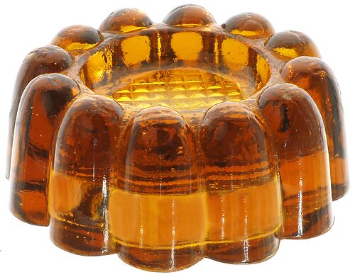 Piano Insulator {"Jell-O Mold" style}, Orange Amber; Dimpled cross-hatch base!