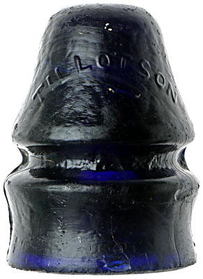 CD 731 TILLOTSON & CO., Cobalt Blue Blackglass; Rich blue color in an embossed threadless insulator!