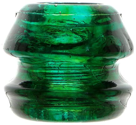 CD 188 PATENT - OTHER, Emerald Green w/ Amber Swirls; Robert G. Brown's duplex pin insulator!