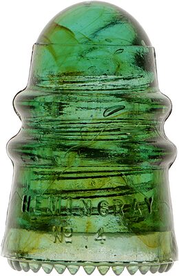 CD 124 HEMINGRAY, Aqua w/ Amber Swirls; Nice swirls!