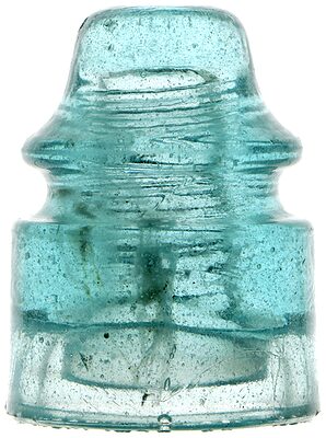 CD 157.5 STANDARD GLASS INSULATOR, Fizzy Light Blue w/ Milk Globs; Fizzy and milky! UPDATE:
