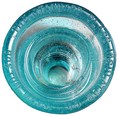 CD 157.5 STANDARD GLASS INSULATOR, Fizzy Light Blue w/ Milk Globs; Fizzy and milky! UPDATE: