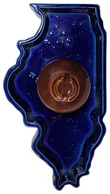 Macomb Ashtray w/ Insulator, Cobalt Blue w/ Brown Insulator; Great Go-With!