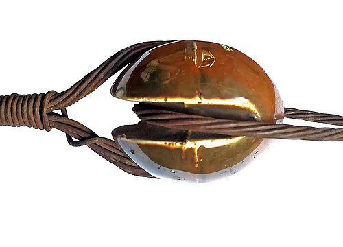 Porcelain Strain w/ Wires, Mottled Brown; The wire makes this special!